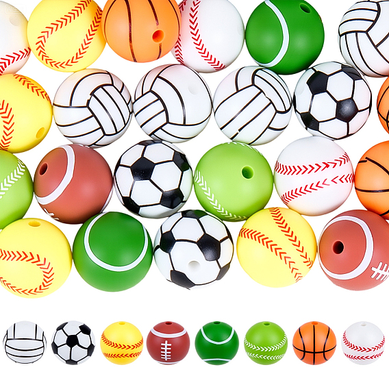 48 шт. 8 цветные силиконовые бусины в виде шаров, фокусные бусы, плоско-круглые