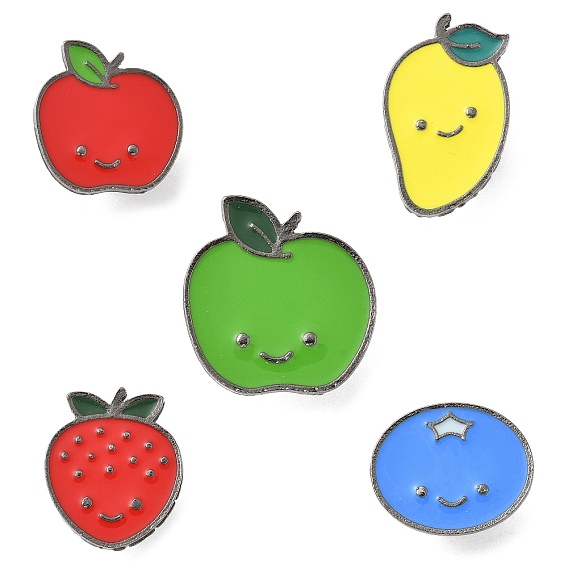 Эмалевые булавки фруктовой серии, булавки для лацканов из сплава для одежды рюкзака, чёрные
