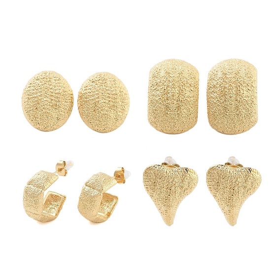 304 из нержавеющей стали серьги, матовая дуга, золотые