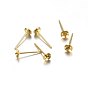 304 Stainless Steel Stud Earring Findings, For Half Drilled Beads, Flat Round