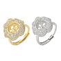 Цветочная латунь микропаве кубический цирконий регулируемые настройки кольца, за половину пробурено бисера, стойки покрытие, долговечный, без свинца и без кадмия