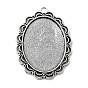 Тибетский стиль старинное серебро литые настройки кабошон плоский овал подвесные, без кадмия и без свинца, лоток : 40x30 мм, 54x40x3 мм, Отверстие : 4 мм , около 99 шт / 1000 г