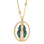 Geometric Ellipse Hollow-out Diamond Zircon Virgin Mary Pendant Necklace