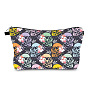 Halloween Skull Pattern Polyester Waterpoof Makeup Storage Bag, Multi-functional Travel Toilet Bag, Clutch Bag with Zipper for Women