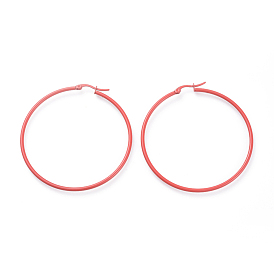 Spray Painted 304 Stainless Steel Hoop Earrings, Ring