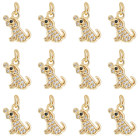12подвески из латуни с микропаве из кубического циркония, собака прелести, с прыжковых колец