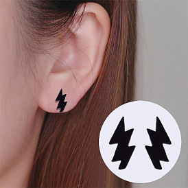 Stylish Lightning Stainless Steel Stud Earrings - European and American Style