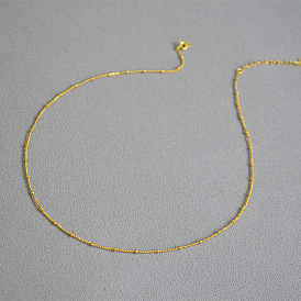 French-style delicate brass gold-plated bean chain collarbone necklace - simple, fashionable, versatile, temperament.