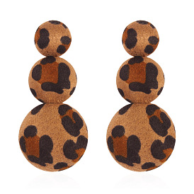 Cloth Dangle Stud Earrings, with Alloy Findings, Flat Round