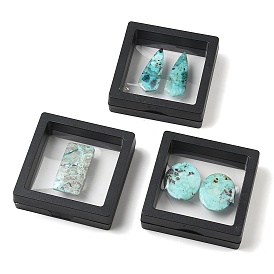 Natural Chrysocolla Cabochons, Flat Back, Oval Teardrop, with Floating Thin Film Display Case