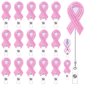 16 enrouleurs de badges en tissu, ruban de conscience, avec porte-badge rétractable en plastique ABS