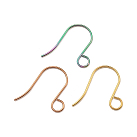 Ion Plating(IP) 316 Stainless Steel French Earring Hooks, Flat Earring Hooks, Ear Wire, with Horizontal Loop