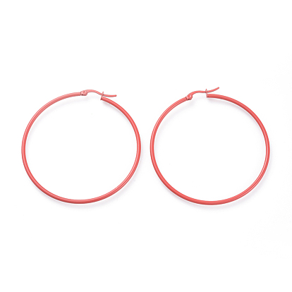 Spray Painted 304 Stainless Steel Hoop Earrings, Ring