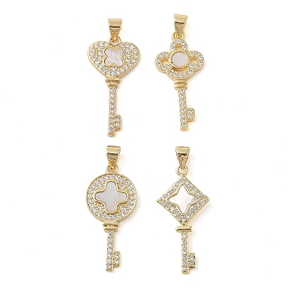 Латунные микропаве прозрачные подвески с фианитом, с оболочкой, без кадмия и без свинца, ключ