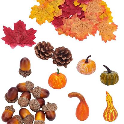 Autumn Theme Plastic Home Display Decorations, Pumpkin & Pine Cone & Leaf