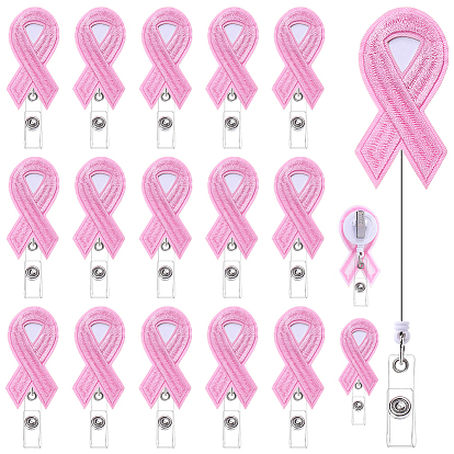 16 enrouleurs de badges en tissu, ruban de conscience, avec porte-badge rétractable en plastique ABS