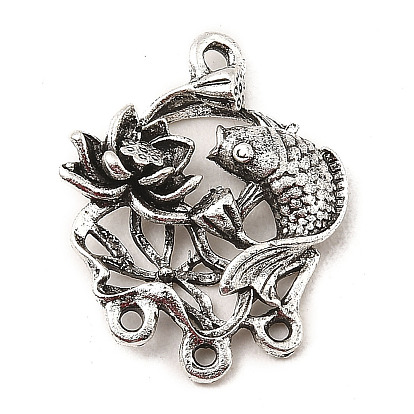 Tibetan Style Alloy Chandelier Component Links, Carp Fish & Lotus Flower Connector