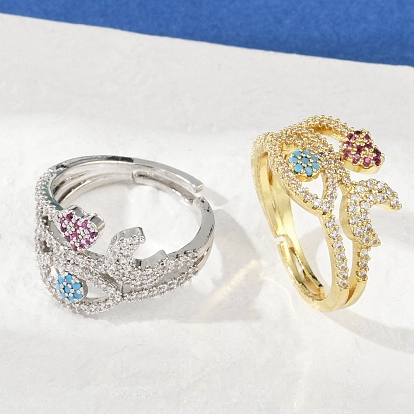 Кольца для женщин с микропаве из латуни и кубическими цирконами, стойки покрытие, без кадмия и без свинца, долговечный