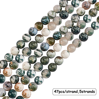 Olycraft Natural Tree Agate Beads Strands, Round