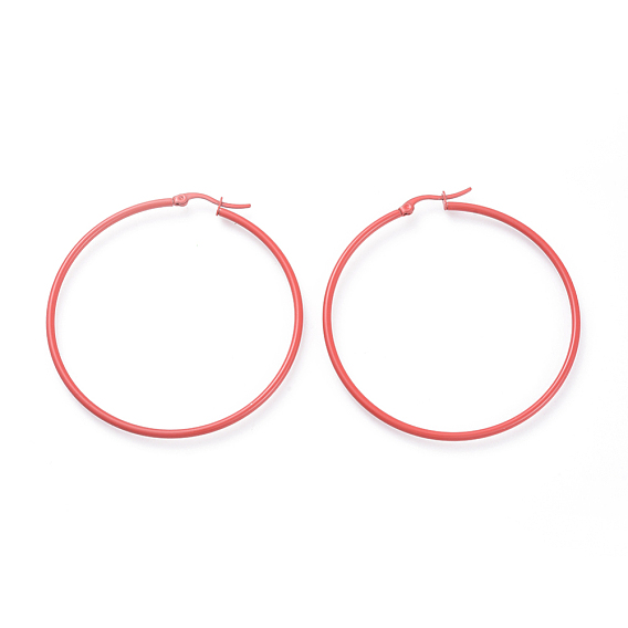 Spray Painted 304 Stainless Steel Hoop Earrings, Ring