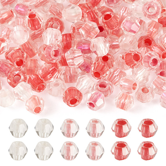 2пакеты 200шт. прозрачные стеклянные бусины, граненые, двухконусные