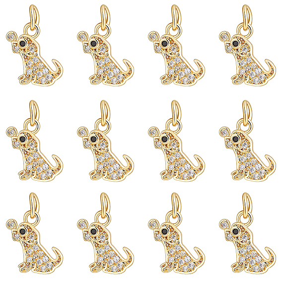 12подвески из латуни с микропаве из кубического циркония, собака прелести, с прыжковых колец