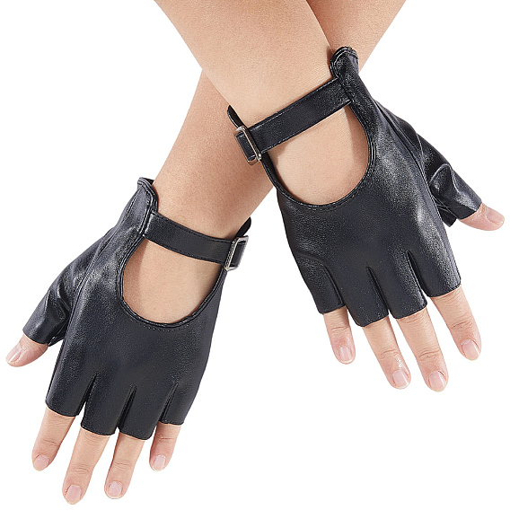 Перчатки из искусственной кожи без пальцев, перчатки без пальцев, Сплав с застежкой