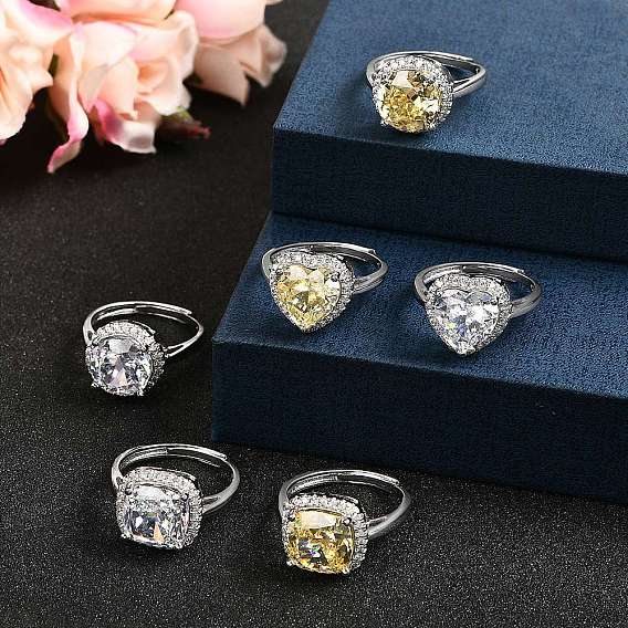 Регулируемые 925 кольца-манжеты из стерлингового серебра с микропаве из кубического циркония для женщин, Реальная платина