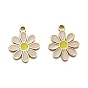 304 Stainless Steel Enamel Charms, Daisy Charms