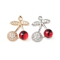 Подвески из латуни и стекла с микропаве из кубических цирконий, без кадмия, без никеля и без свинца, вишня