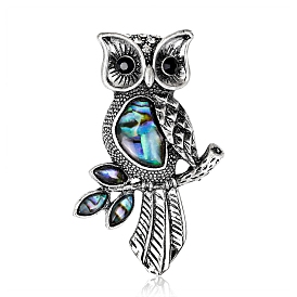 Natural Abalone Shell Brooch for Backpack Clothes, Owl