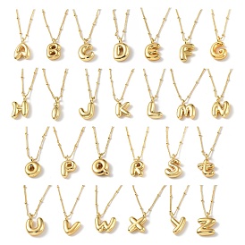 Initial Letter Brass Pendant Necklaces, Real 18K Gold Plated