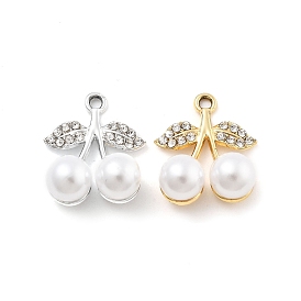 Подвески из сплава и страза, с пластмассовой жемчужиной abs, УФ-покрытием, вишня