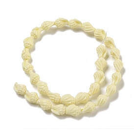 Synthetic Coral Carved Beads Strands, Dyed, Shell Shape