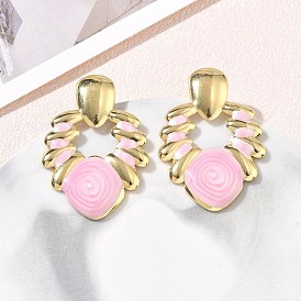304 Stainless Steel Enamel Stud Earrings, Nuggets