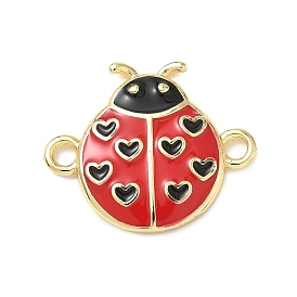 Латунные звенья в форме сердца с красной и черной эмалью в виде божьей коровки, стойки покрытие, без свинца и без кадмия, долговечный