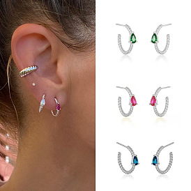 Colorful Zircon Drop-shaped Earrings - Minimalist, Elegant, Fashionable.