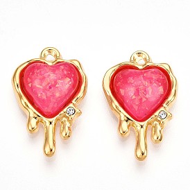 Подвески из смолы, сердце прелести, ионное покрытие (ip), с 304 фурнитурой из нержавеющей стали, пайетками и стразами, реальный 18 k позолоченный