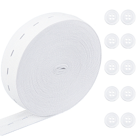 1 рулон(9м) 25мм плоские резинки с петлей, 10 шт 4 плоские круглые резиновые пуговицы с отверстиями, окрашенные, швейные принадлежности для одежды