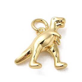 Rack Plating Brass Charms, with Jump Ring, Long-Lasting Plated, Cadmium Free & Lead Free, Dinosaur Charm