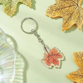 Акриловые брелки в виде листьев, с железными разрезными брелоками