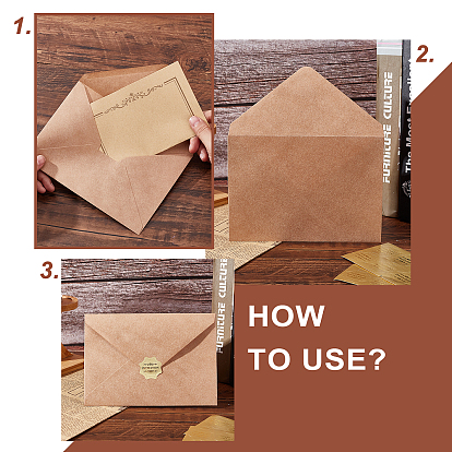 CRASPIRE Gilding Classical Kraft Paper Envelopes with Stickers, and Crown Pattern Letter Paper