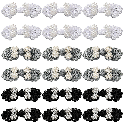 30 шт. 3 цвета, ручная работа, китайские лягушки, узлы, пуговицы, наборы, с имитацией жемчужина бисера, пуговицы из полиэстера