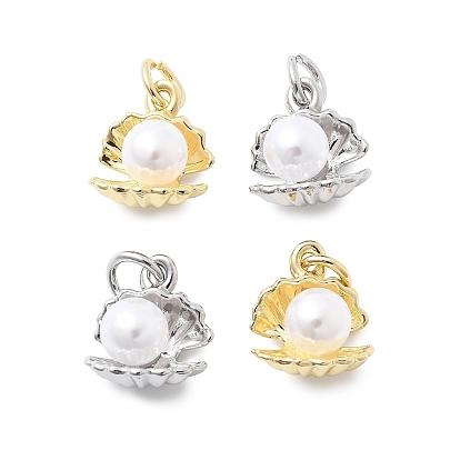 Перламутровые перламутровые прелести, формы раковины, с латунной петлей и соединительным кольцом