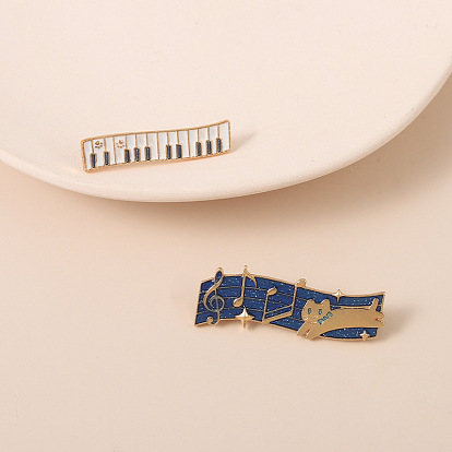 Cute Piano Note Cat Cartoon Enamel Pin Clothing Accessory