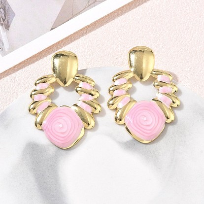 304 Stainless Steel Enamel Stud Earrings, Nuggets