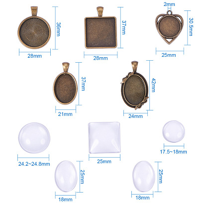 DIY Pendant Making, with Alloy Pendant Cabochon Settings and Glass Cabochons