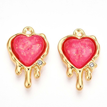Подвески из смолы, сердце прелести, ионное покрытие (ip), с 304 фурнитурой из нержавеющей стали, пайетками и стразами, реальный 18 k позолоченный