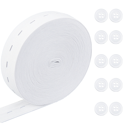 1 рулон(9м) 25мм плоские резинки с петлей, 10 шт 4 плоские круглые резиновые пуговицы с отверстиями, окрашенные, швейные принадлежности для одежды