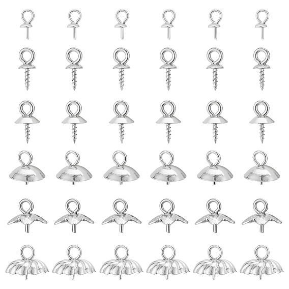 112 шт. 6 стили 304 и 201 нержавеющая сталь чашка жемчужные штифты скобы булавки подвески, за половину пробурено бисера